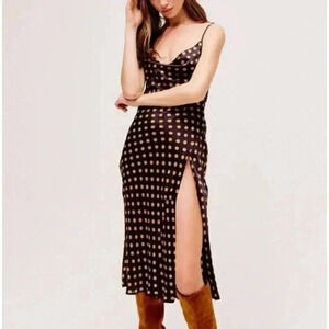 For Love & Lemons Morgan Polka Dot Midi Dress Ginger - size Medium